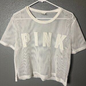 Victoria's Secret PINK White Mesh Top, Size Medium